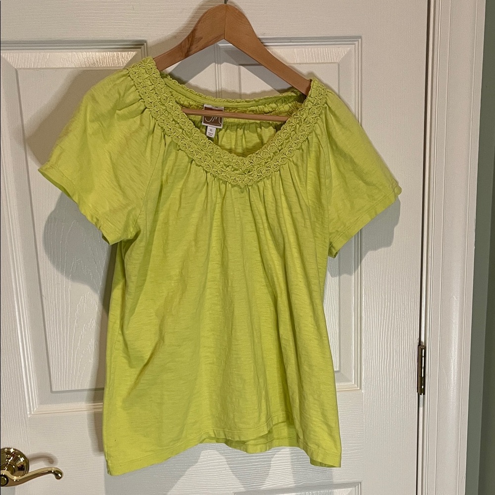 JM Collection Lime Green Short Sleeve Top